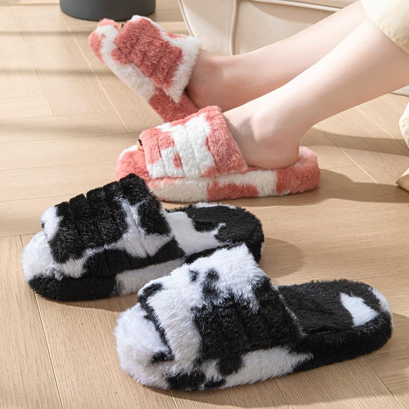 Mode Flauschiger Pelz Damen Hausschuhe Zuhause Luxus Designer Plüsch Herbst Winter Damen Schuhe Plateau Lässig Indoor Flauschige Pantoletten Elegant Neu