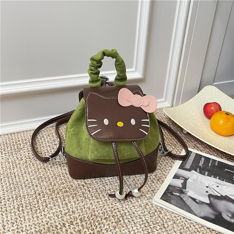 Schoolbag cute cartoon mini backpack bag female 1011 new autumn and winter retro cat backpack commuter shoulder messenger bag