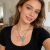 1 Pair Glowing In Dark Butterfly Pendant Necklaces With Magnetic Heart Clasp Detail For Best Friend Gift
