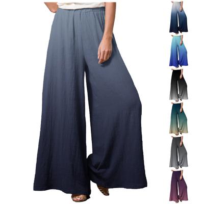 Damenmode, lockere, lässige Hose mit Farbverlauf-Druck, elastische Taille, taschenlos, weites Bein, Freizeithose