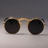 Steampunk Round Sun Glasses Men's Metal Material Retro Style Flip Round Sun Eyeglasses Women's Vintage Style Punk Shades Eyewear Gafas Oculos De Sol
