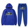 Conjunto de Sudadera Holgada de Manga Larga de Felpa para Hombre y Mujer con Pantalón, Sudadera con Capucha Estampada Bordada