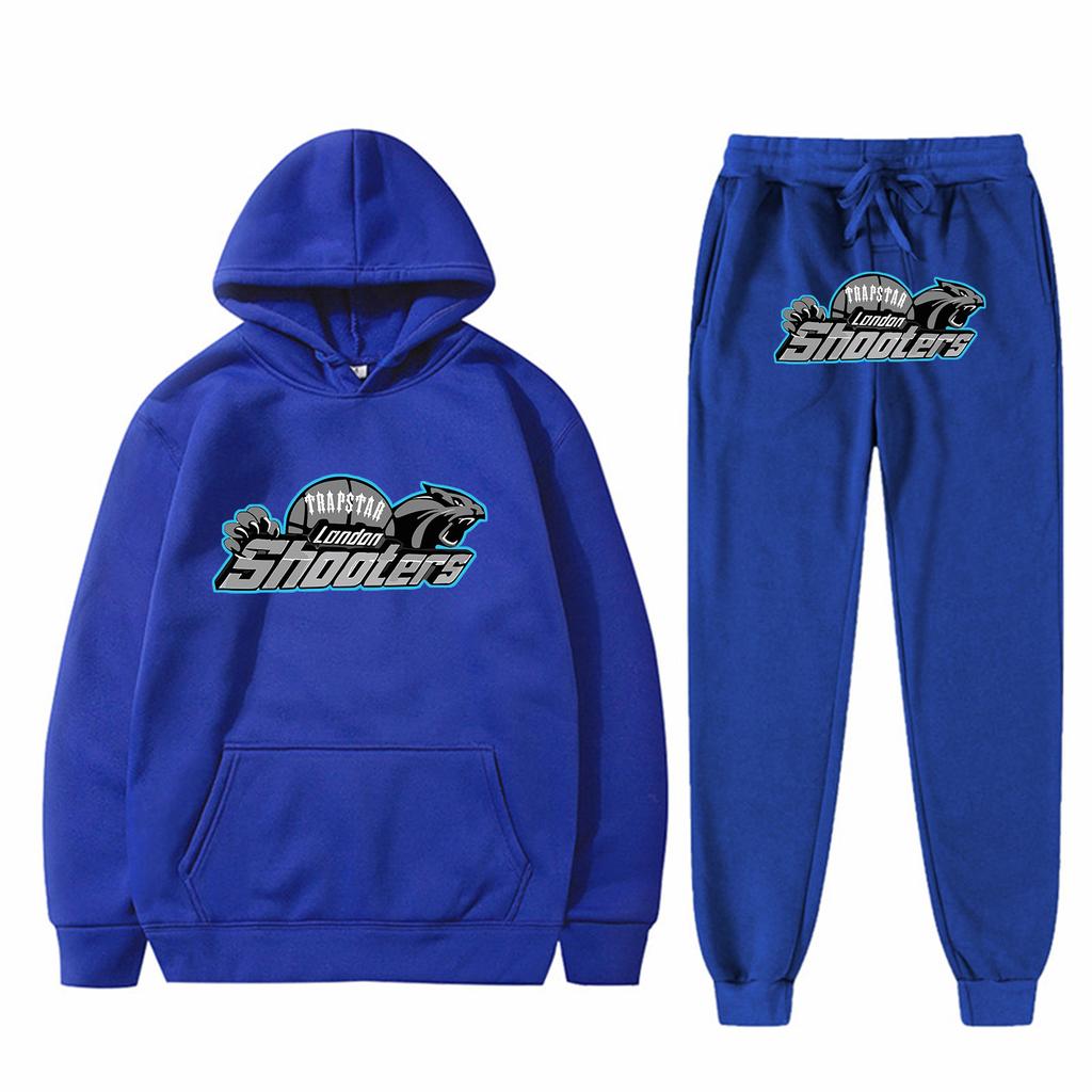 Conjunto de Sudadera Holgada de Manga Larga de Felpa para Hombre y Mujer con Pantalón, Sudadera con Capucha Estampada Bordada