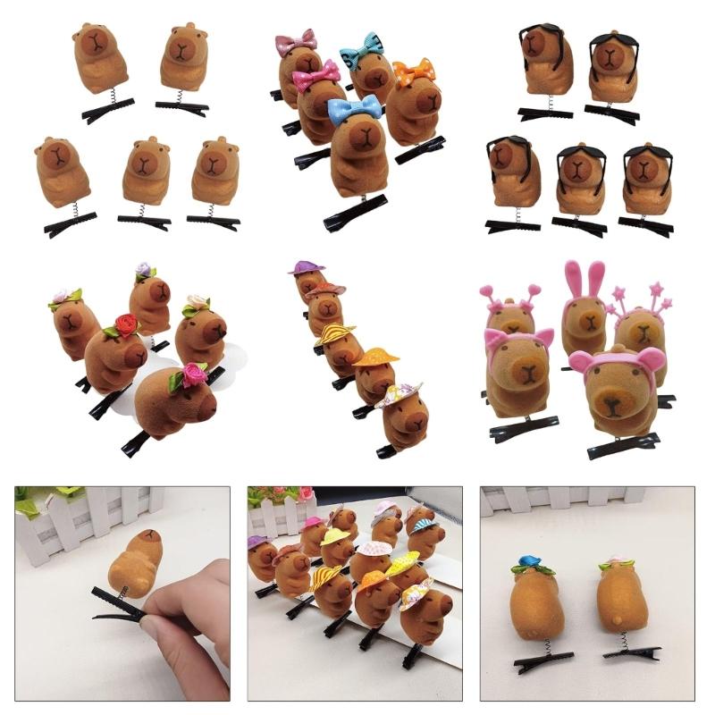 Pack of 5 Cartoon Capybara Hair Clip Plush Hairpins Fashionable Hair Ornament Suitable for Students and Youthful Women