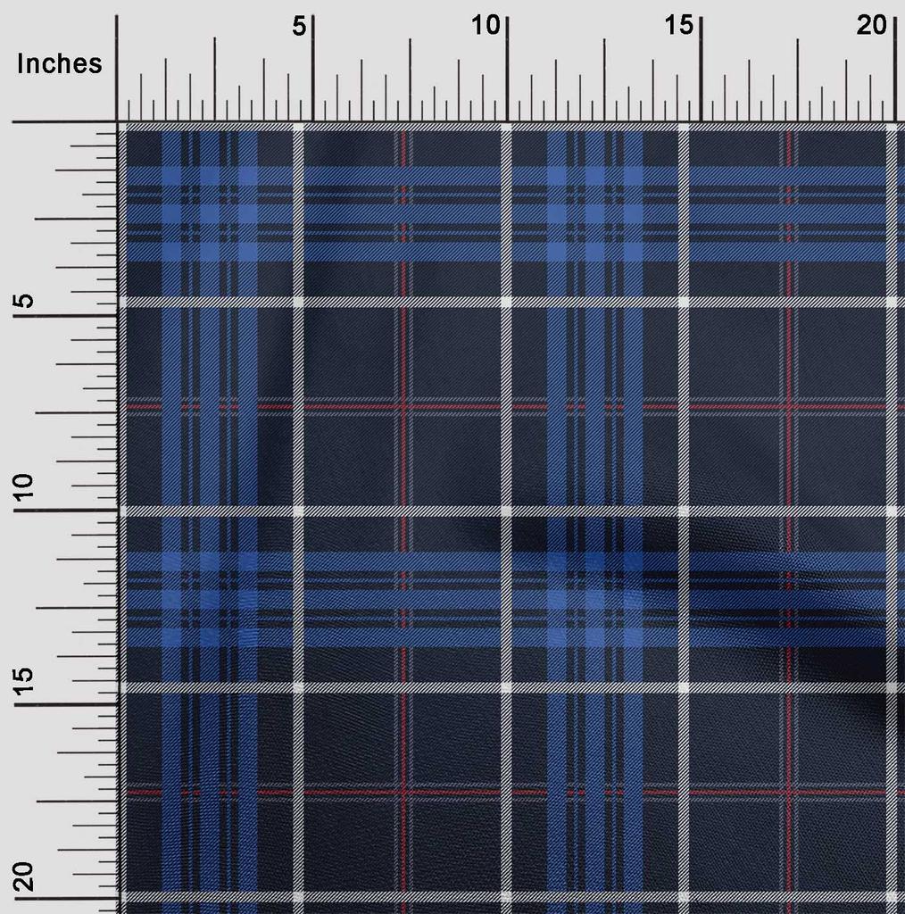 oneOone Tessuto di cotone flessibile con stampa a quadri tartan a metraggio, larghezza 40 pollici