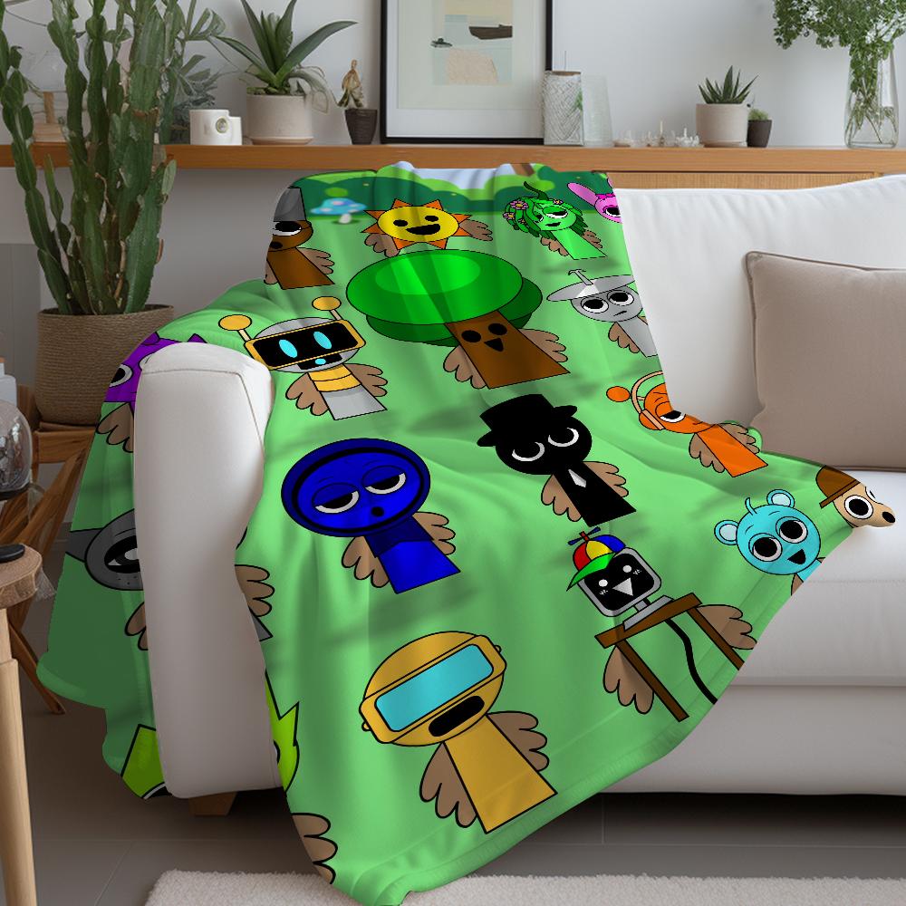 Cartoon Sprunki Game Blanket Warm Soft Suitable For Bedroom Sofa Bed Living Room Office Travel Camping Gifts