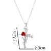 Punk Gothic Red Rose Vine Cross Pendant Necklace for Women Men Vintage Rock Cool Silver Color Cross Chain Party Jewelry Gifts