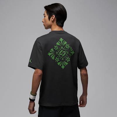 Jordan T Shirts Men s Coal Black/Roaring Green Crew Neck 3XL