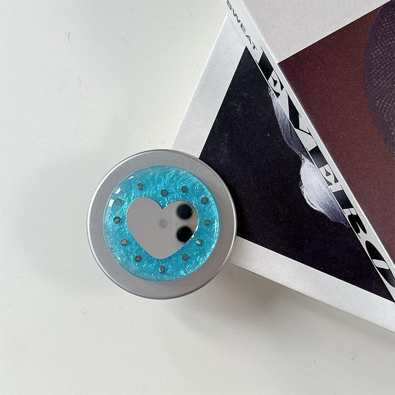 Original Small Love Mirror Rhinestone Round Ring Buckle Telescopic Mobile Phone Airbag Bracket Magnetic Attraction Suitable For Magsafe