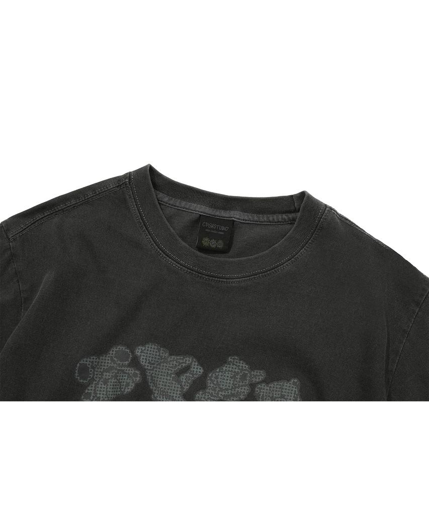CPGN STUDIO Heartbear Pigment Crop Short Sleeve Tee Smoke Black