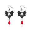 Gothic Vampire Bat Earrings for Women Man Fashion Pagan Witch Jewelry Accessories Red Crystal Vintage Bat Pendant Ear Hooks New