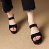 Fashion Wedge Sandals Women's New Round Toe Open Toe Suede Platform Platform Anti-Slip Wear-Resistant Cutout Fish Mouth High Heels