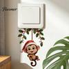 Creative Wall Ornaments Cute Hanging Monkey Switch Sticker for Christmas/Halloween Decor, Self-Adhesive Light Sticker, Removable PVC Halloween Socket