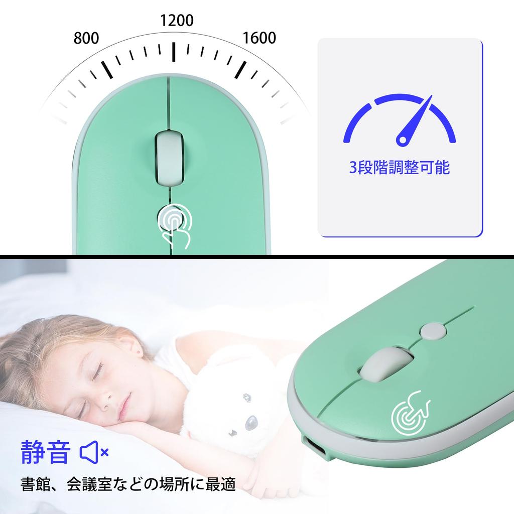 Wireless Keyboard and Mouse Set with 2.4G and Bluetooth 5.0 Connections, Ultra-Slim, Quiet Mouse with 3 Adjustable DPI Settings, Stand Function,