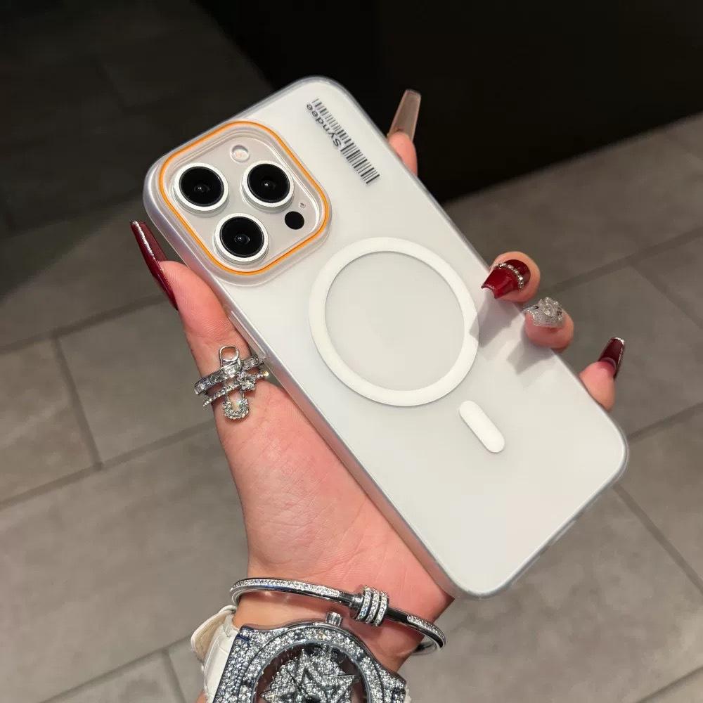 Soft sand magnetic suction is suitable for iPhone17 Pro semi-transparent mobile phone case, Apple 16 all-inclusive anti-drop 15 ultra-thin protective