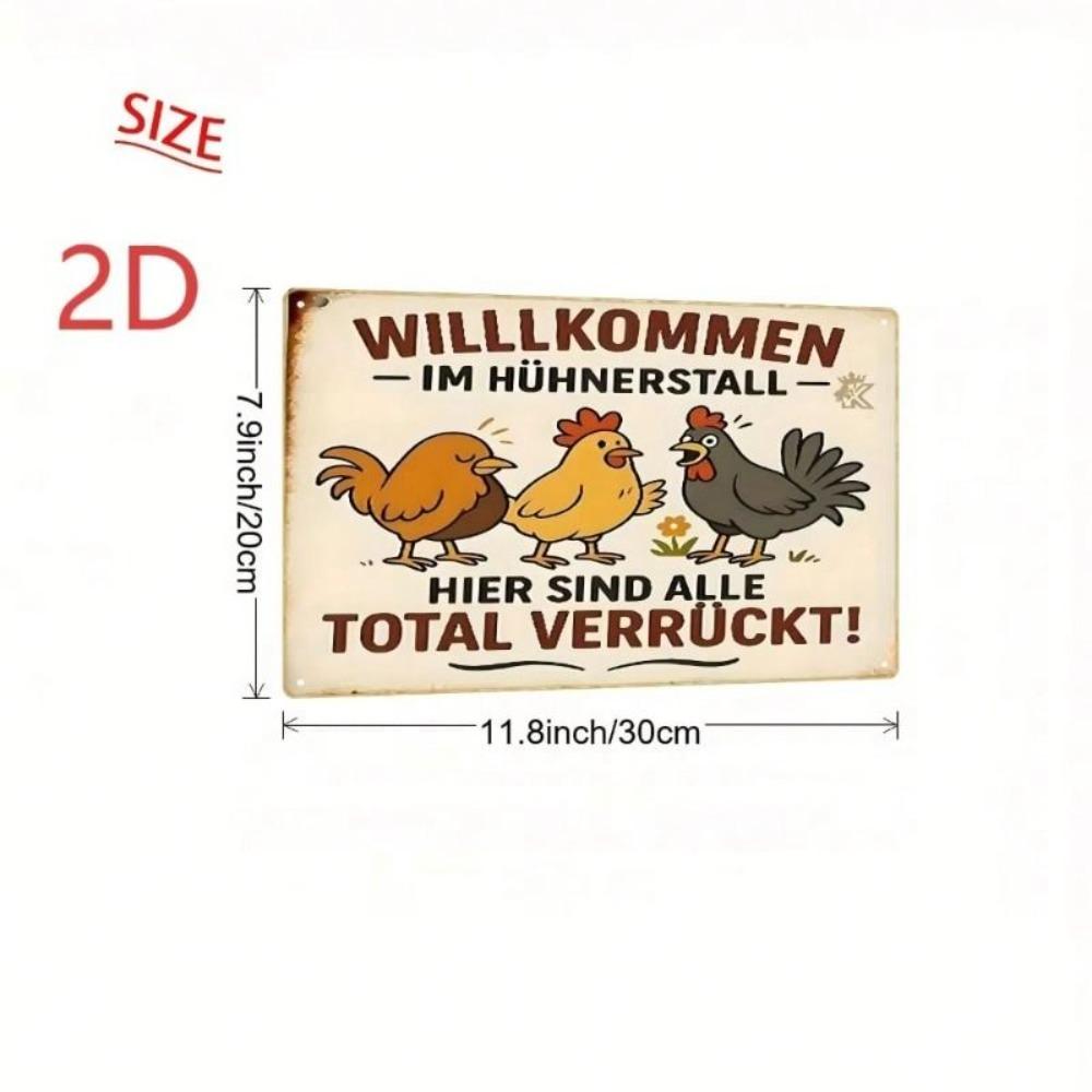 Vintage 3D Chicken Metal Poster Wall Decor 20x30cm for Cafe
