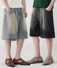 UNTAPPED STUDIO [2Pack] Bermuda Wide One-Pleat Washed Half Denim Pants 3 Colors