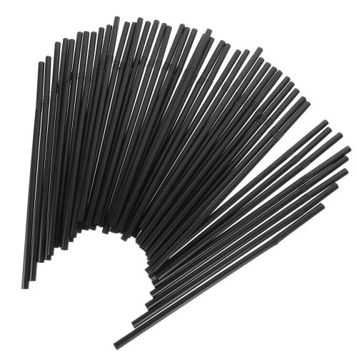 Garneck Disposable Straws, Black, 200 Straws, 21cm Long, Flexible Plastic, for Home and Commercial Use