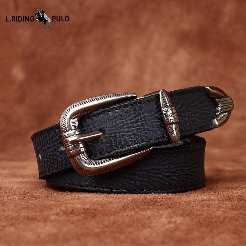 Personality All-match Retro Concave Leather Belt Women's First Layer Cowhide Casual Pin Buckle Belt