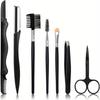 17Pcs Eyebrow Grooming Shaping Kit Safe Stainless Steel Tools with Portable Storage Bag for Home Daily Use