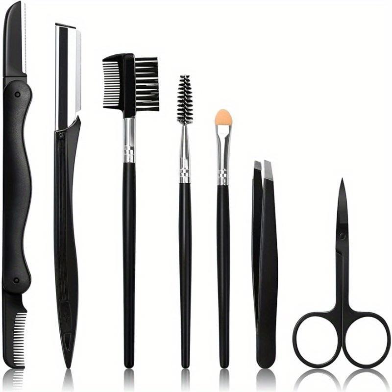 17Pcs Eyebrow Grooming Shaping Kit Safe Stainless Steel Tools with Portable Storage Bag for Home Daily Use