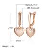 Luxuriöse Herz-Tropfenohrringe für Damen, natürlicher Zirkon, Roségold-Farbe, Moderner Schmuck für Party, Hochzeit, Alltag, Feinschmuck