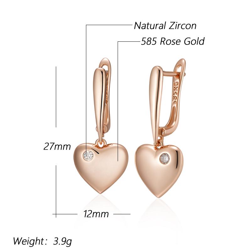 Luxuriöse Herz-Tropfenohrringe für Damen, natürlicher Zirkon, Roségold-Farbe, Moderner Schmuck für Party, Hochzeit, Alltag, Feinschmuck