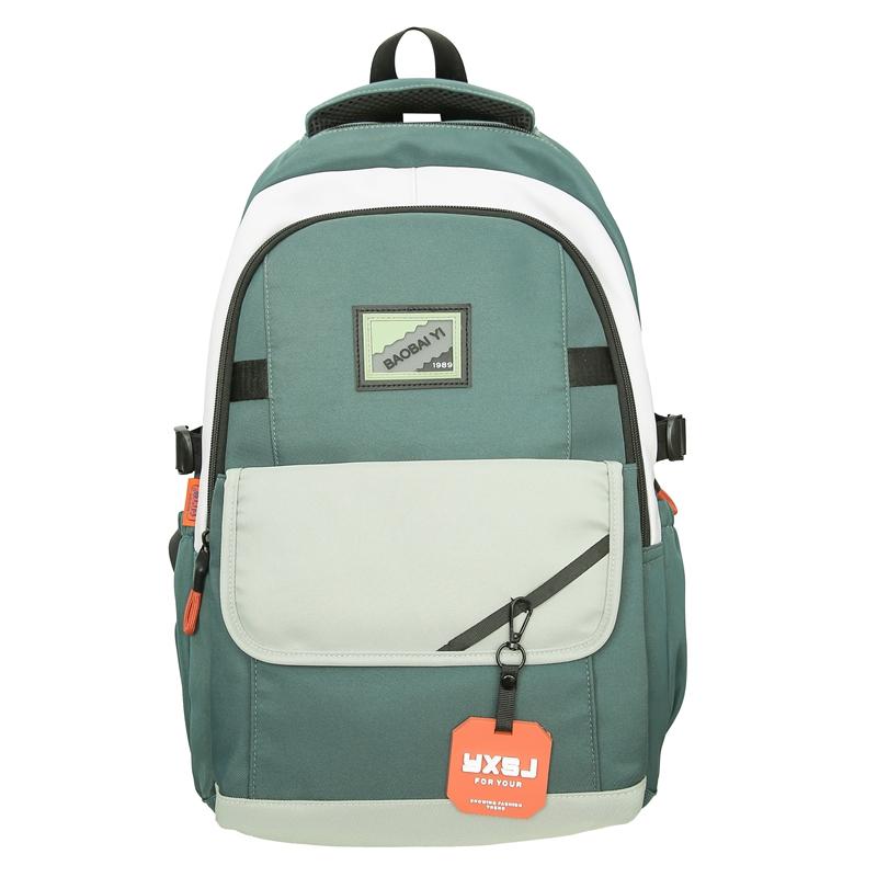 

Мужской рюкзак с цветными блоками, женский рюкзак большой емкости, студенческий школьный рюкзак зелёный