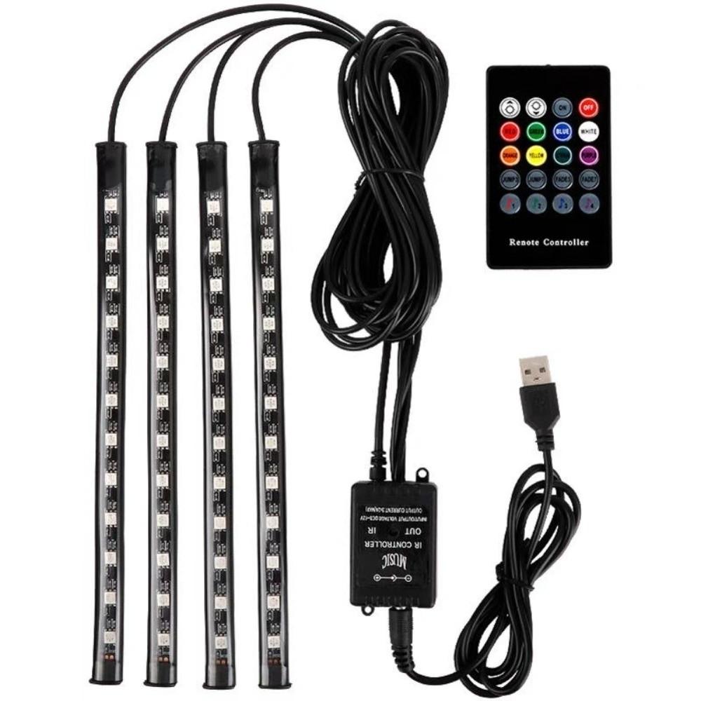 RGB Car LED Strip Lights 4 in 1 Car Interior LED Lights Car LED Footwell Lights  Car Floor Decor