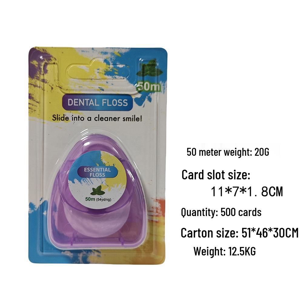 Extra Soft Mint Micro-Waxed Nylon Dental Floss, 50M - Disposable Interdental Cleaner