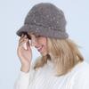 Knitted Hat Women's Autumn Winter Mixed Color Mother Rabbit Wool Pot Plush Thickened Warm Keeping Hat