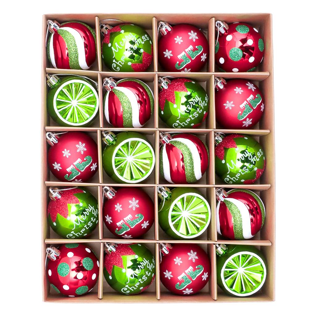 20-Pack Electroplated Plastic Christmas Balls - Mixed Color Glitter Ornaments With For Holiday Tree Decor