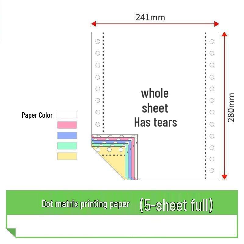 Multi-Part Dot Matrix Printer Paper: Single to Five-Part for Receipts & Delivery Notes.