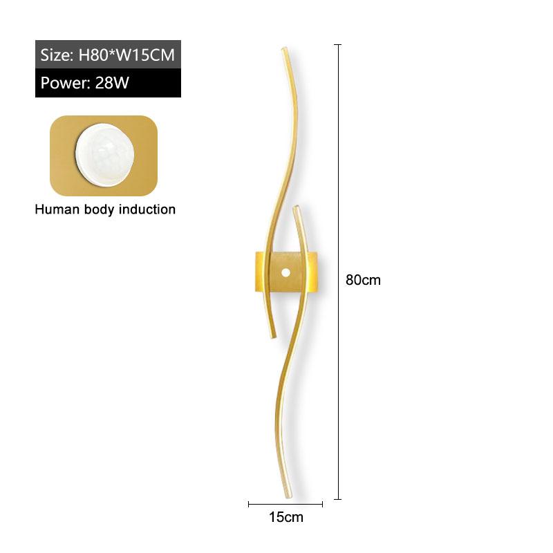 Menschlicher Körper Induktion LED Wandleuchten für Schlafzimmer Wohnzimmer Goldene Wandleuchter Schwarze Goldene LED Wandleuchten Leuchten für Flur