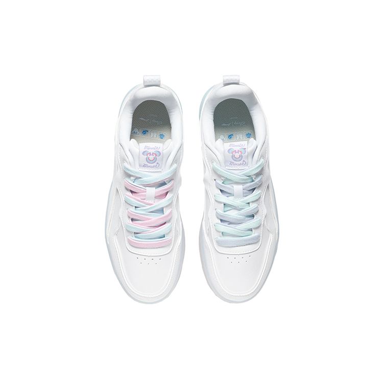 Li Ning Disney X  Collaboration Series Non-Slip Durable Lightweight Low-Top Skate Shoes Women sneaker White AGCS020-2