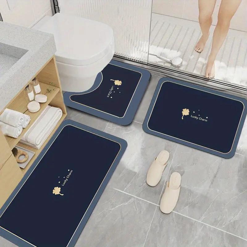 Clover Diatomaceous Earth Bathroom Mat Set: Absorbent, Dirt-Resistant, Quick-Drying, Non-Slip Three-Piece Foot Pads