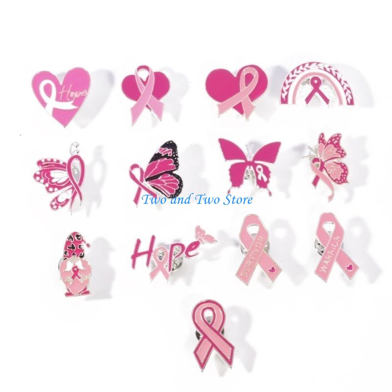 HX6F Gesundheitsbewusstsein Rosa Schleife Anstecknadel für die Feierlichkeiten zum Frauentag Legierung Reversnadel