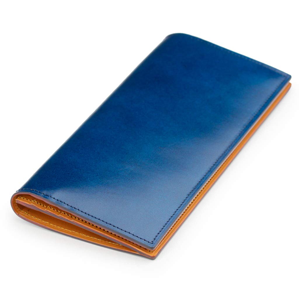 ABIES Antique Kip Leather Long Made in Japan Wallet, Blue,