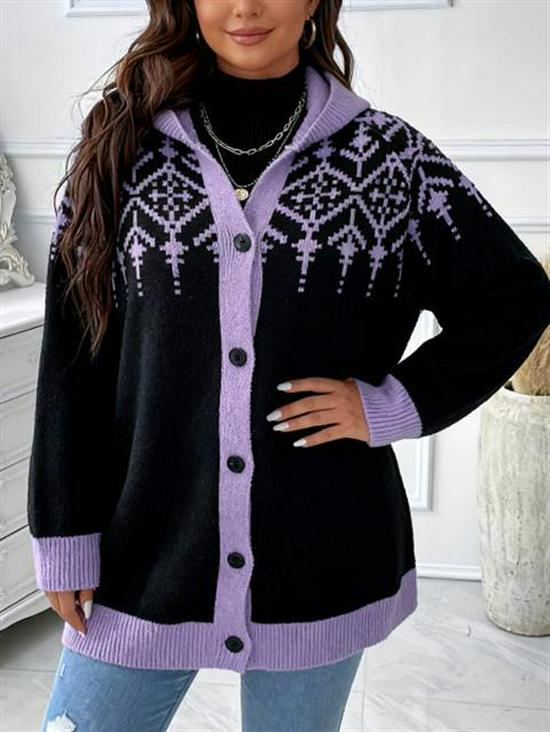 2025 Autumn/Winter Women's Hooded Cardigan Sweater - Casual Loose Cape, Plus Size, Trendy