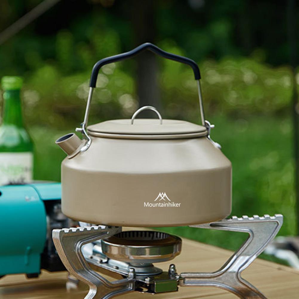 1.4L Portable Metal Whistling Teapot with Handle Ultralight Coffee Water Kettle for Outdoor Travel Camping Cooking