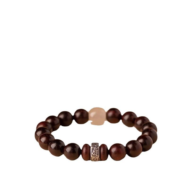 Natural small-leaf rosewood bracelet, men's Buddhist beads, twelve zodiac signs, new Chinese-style zodiac Buddha bracelet, ethnic style for women