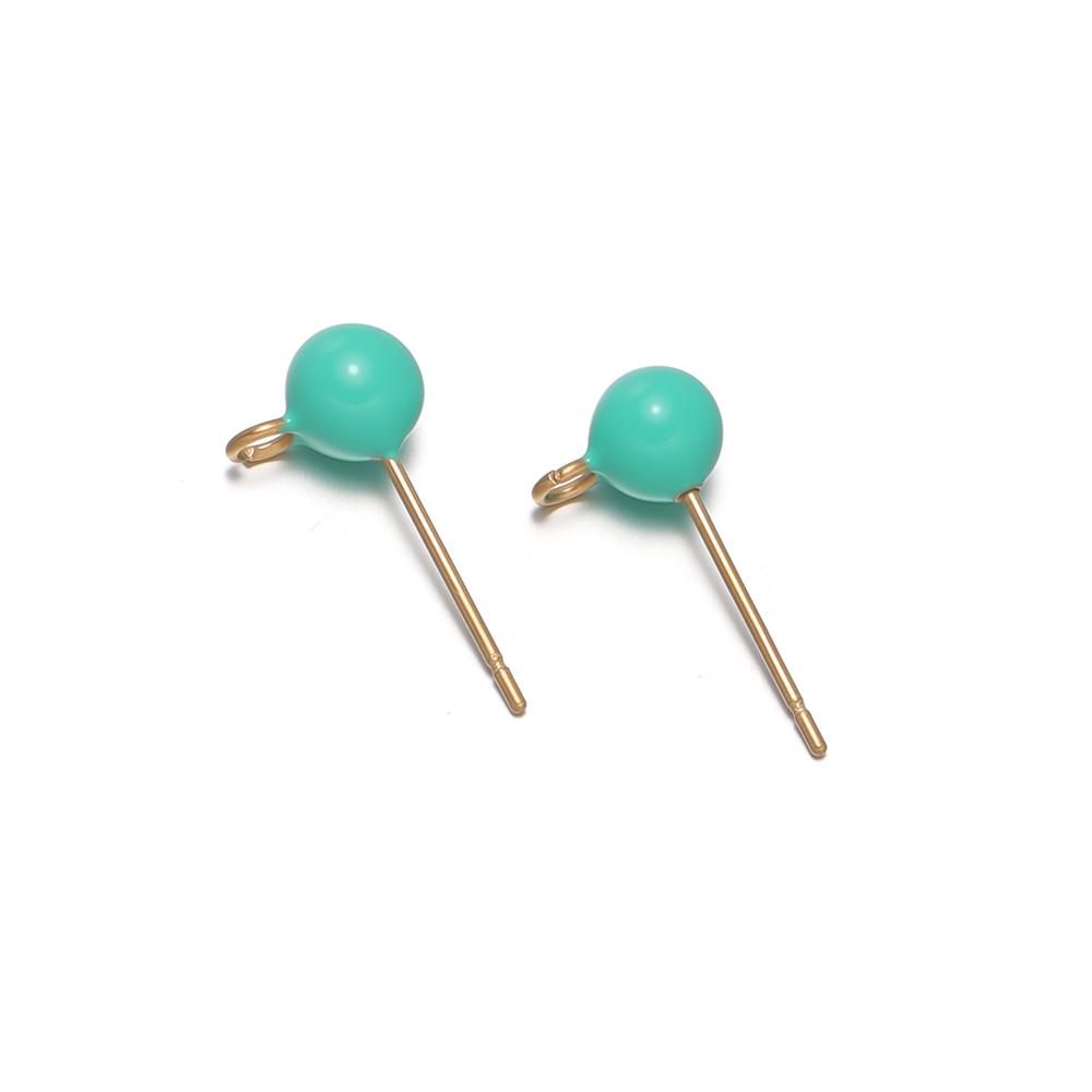 10Pcs Stainless Steel 5mm Enamel Ball Stud Earrings Post with Hook for DIY Girls Earrings Making Jewelry Findings Accessories