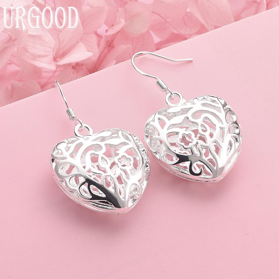 

Серьги в форме сердца из стерлингового серебра 925 пробы, свадебные украшения 4.00*2.30cm