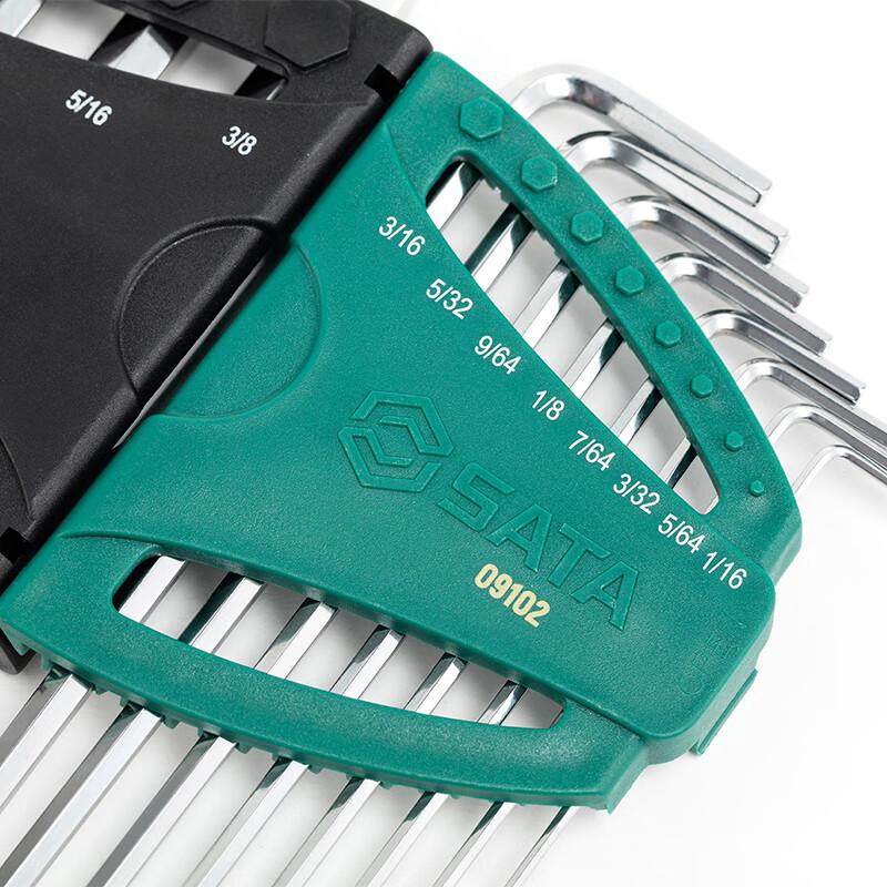 SATA 09102 12-Piece Extra-Long Ball-End Imperial Hex Key Set