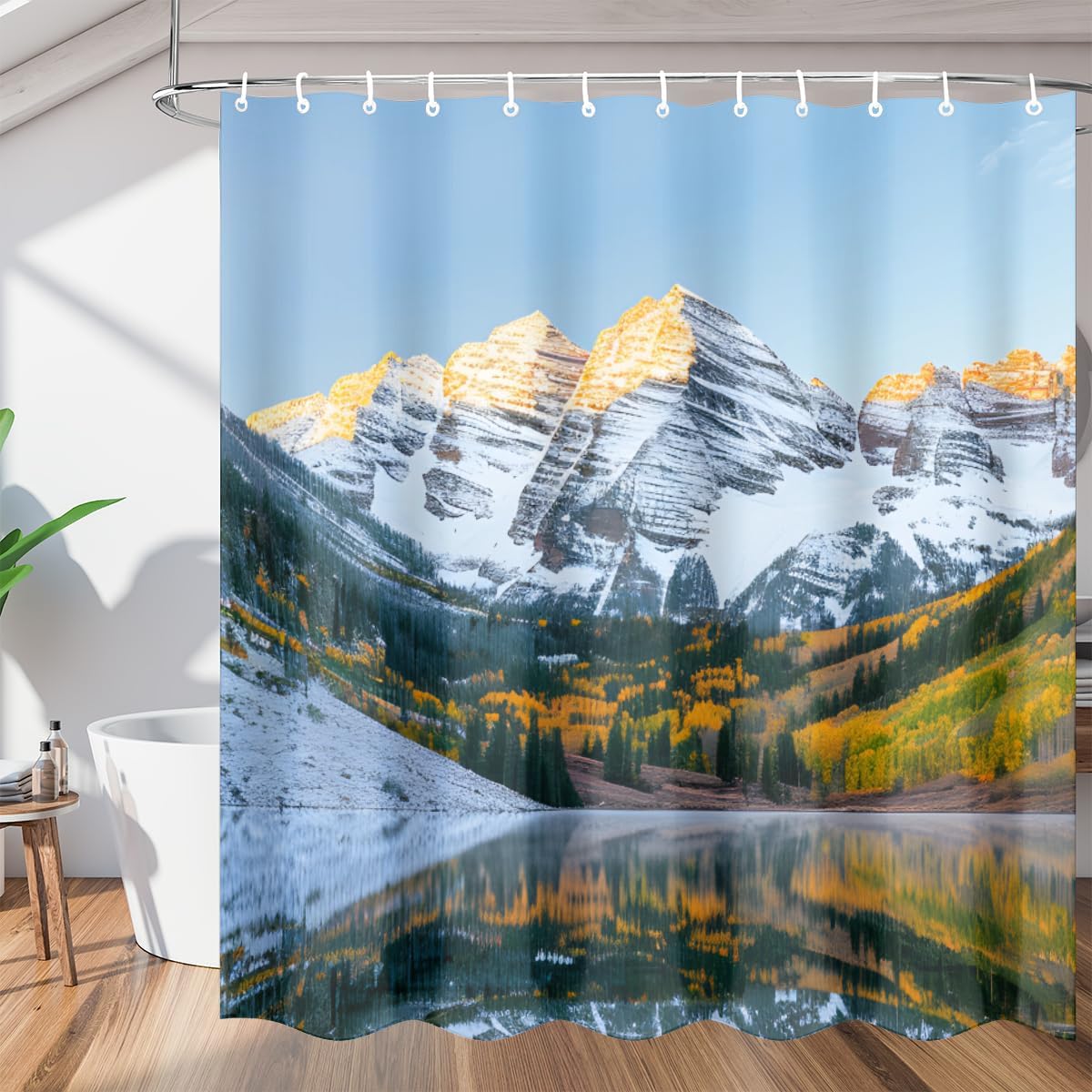 

Pardick Shower Curtain, Snowy Mountain Forest Scenery Waterproof Shower Curtain Set With 12 Hooks, Polyester Fabric Shower Curta W60H190(CM)-1 Pcs