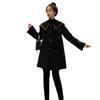 Women's 2026 Navy Collar Medium Wool Coat – Korean Academic A-Line Style, Petite Fit, Single-Breasted.