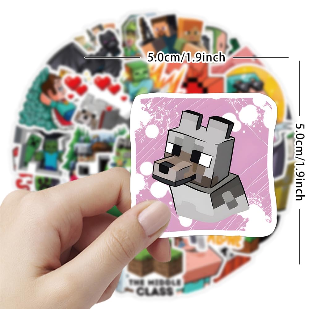 Minecraft Stickers Set Cute Anime Designs Waterproof Decals Stylish and Cute Comic Stickers for DIY Water Mobile Perfect for and - 50-Piece - - -