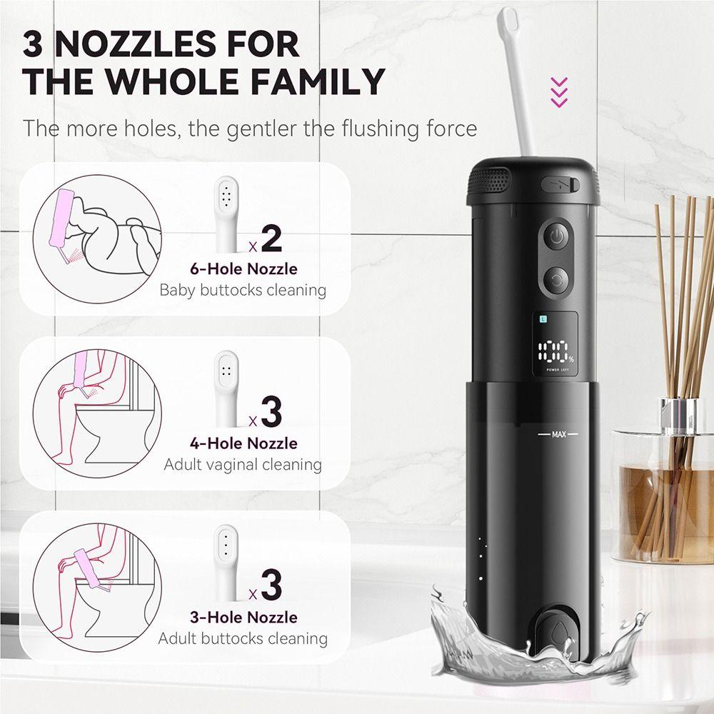 8 Replaceable Nozzles Handheld Bidet Rechargeable Hand Sprayer Shower Head Toilet Spray  for Travel