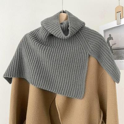 1Pc Knitted Shawl Solid Color Outfit Neck Protector Fake Collar Detachable