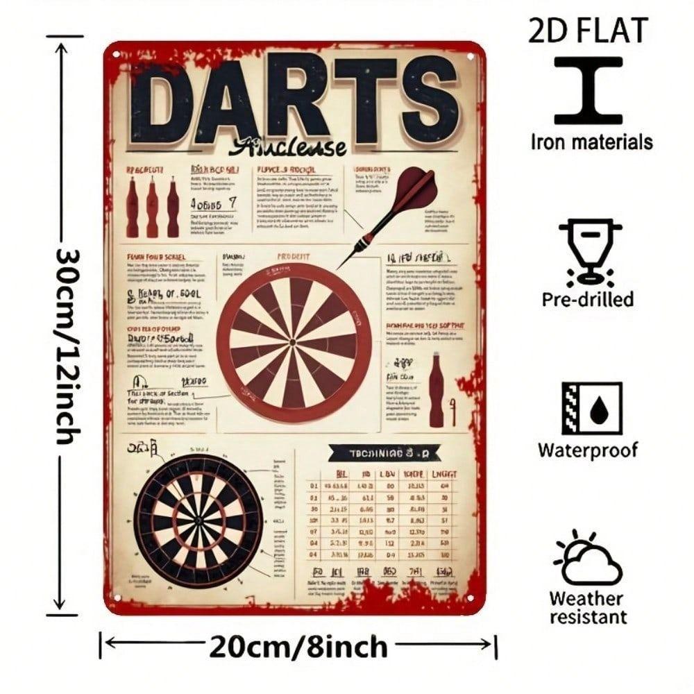Retro Darts Metal Sign 20x30cm Bar Scoreboard Wall Decor